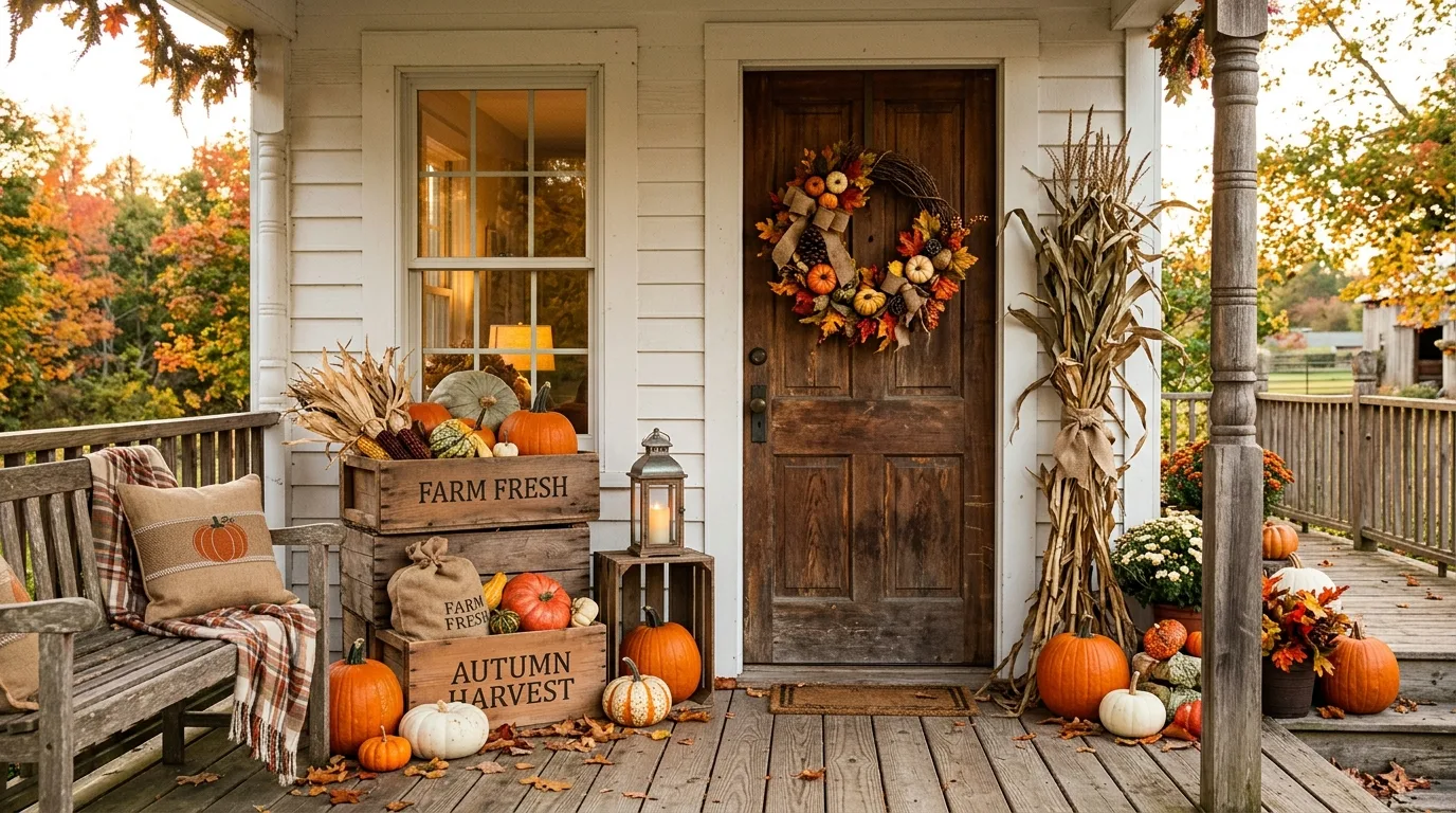 Rustic farmhouse fall porch style